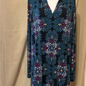 Nicole by Nicole Miller Black and Blue Midi Dress